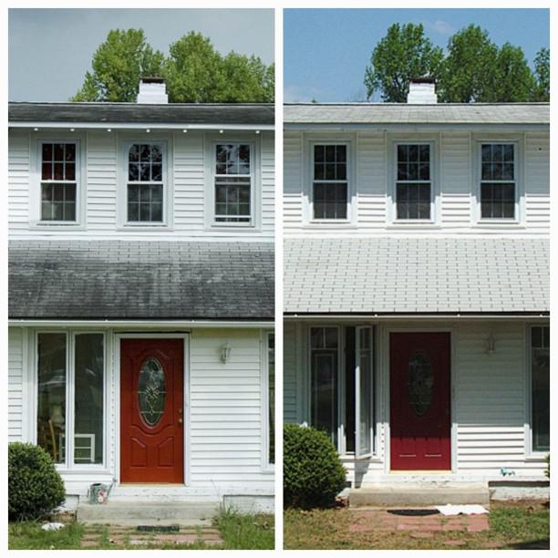 Before and after picture of a roof with and without cericade