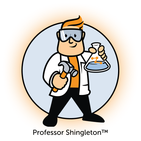 professor shingleton holding a hammer and beaker