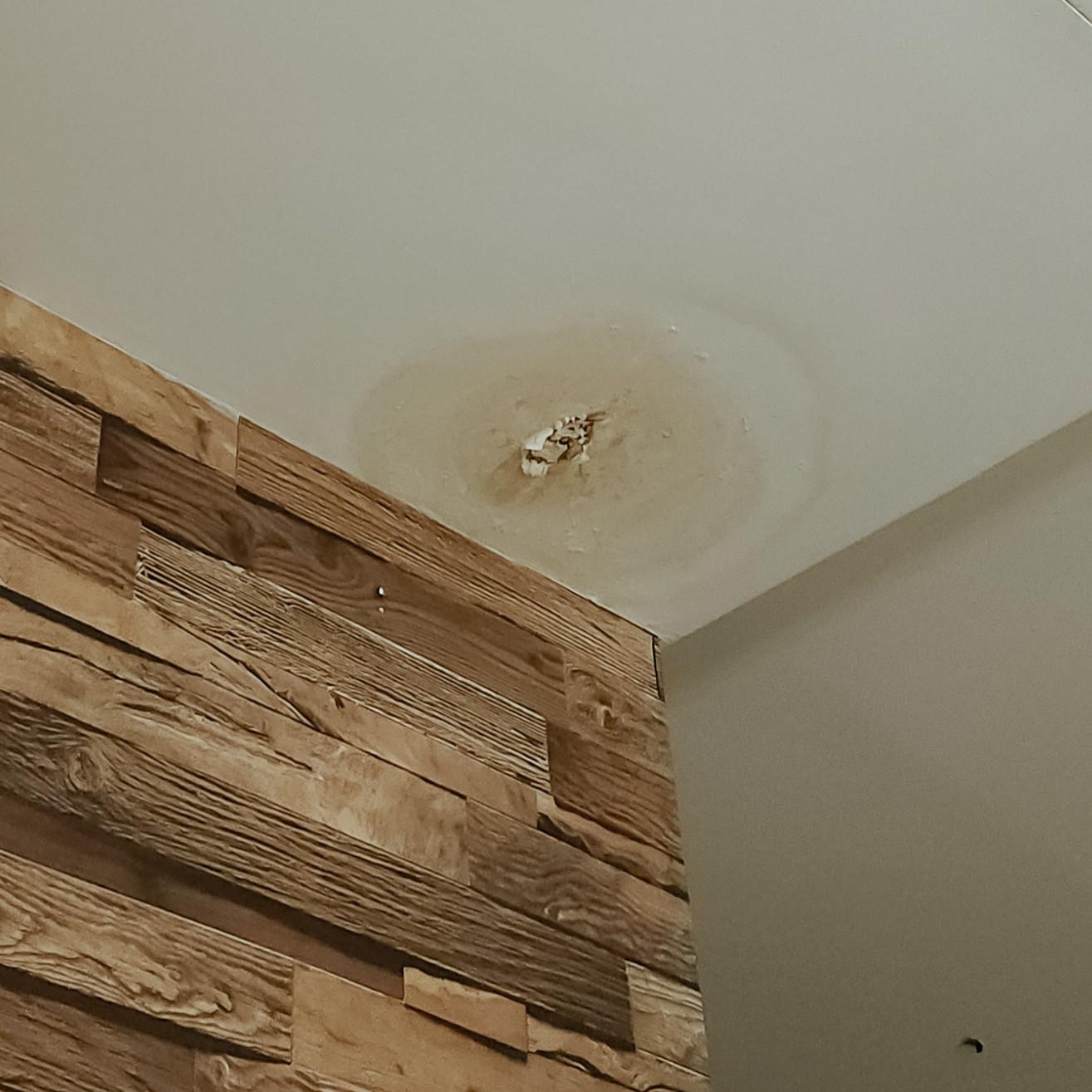 A leak in the ceiling of a home